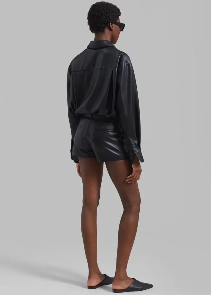 Clothing Women The Frankie Shop Kate Faux Leather Shorts 8211 Black