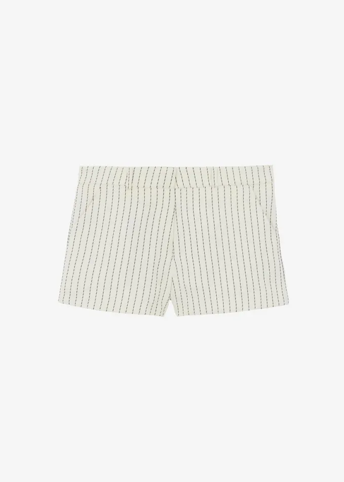 Clothing Women The Frankie Shop Kate Twill Mini Shorts 8211 Light BeigeBlack Pinstripe