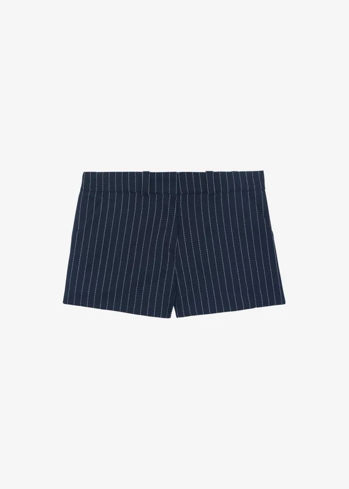 Clothing Women The Frankie Shop Kate Twill Mini Shorts 8211 NavyWhite Pinstripe