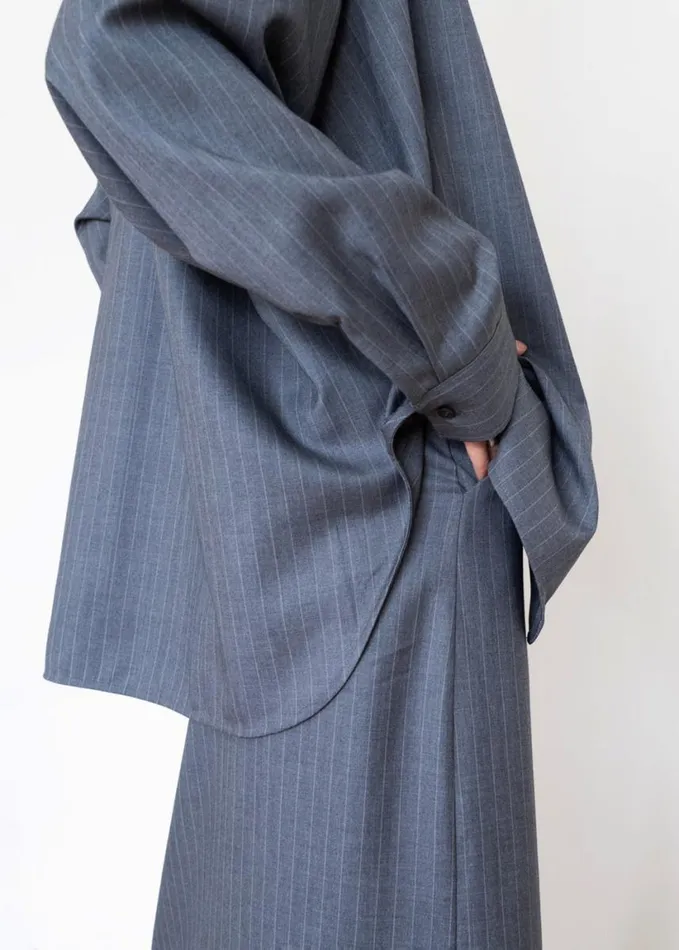 Clothing Women The Frankie Shop Kerry Button Up Shirt 8211 Grey Pinstripe