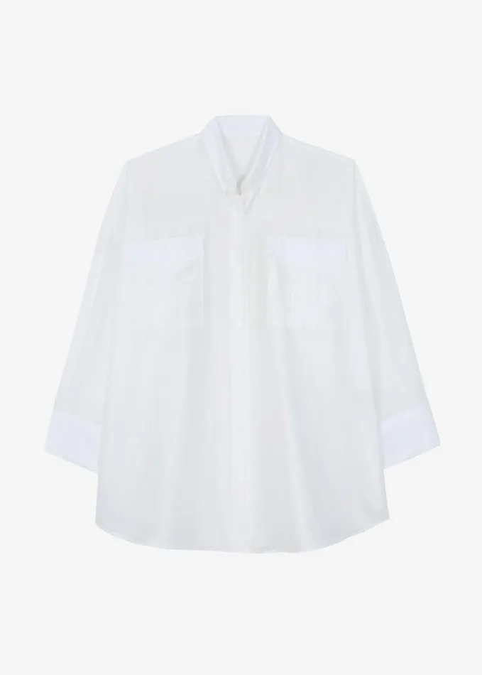 Clothing Women The Frankie Shop Laure Oversized Sheer Button Up Shirt 8211 White