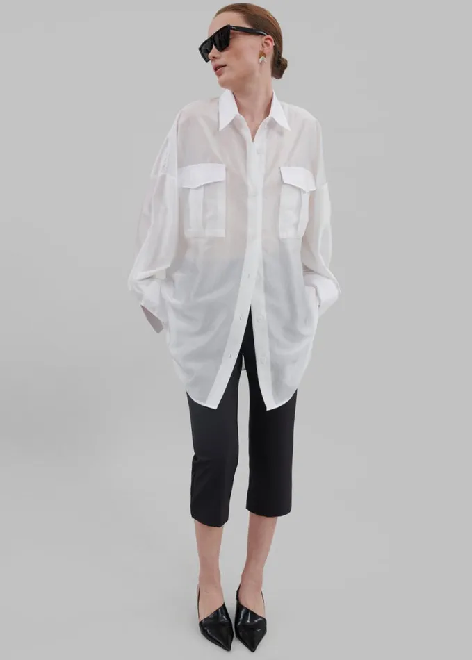 Clothing Women The Frankie Shop Laure Oversized Sheer Button Up Shirt 8211 White