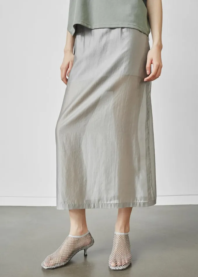 Clothing Women The Frankie Shop Lenore Semi Sheer Midi Skirt 8211 Grey