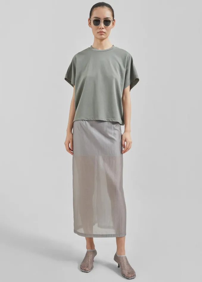 Clothing Women The Frankie Shop Lenore Semi Sheer Midi Skirt 8211 Grey