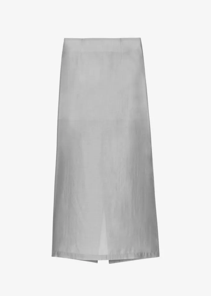 Clothing Women The Frankie Shop Lenore Semi Sheer Midi Skirt 8211 Grey