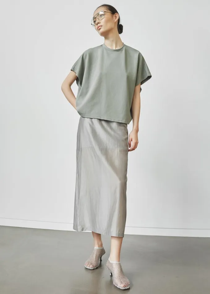 Clothing Women The Frankie Shop Lenore Semi Sheer Midi Skirt 8211 Grey