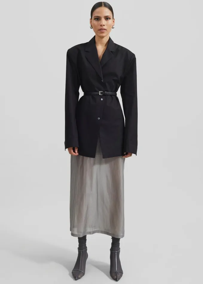 Clothing Women The Frankie Shop Lenore Semi Sheer Midi Skirt 8211 Grey