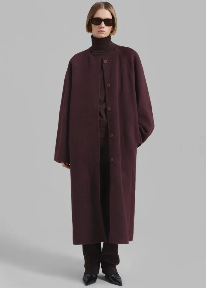 Clothing Women The Frankie Shop Leon Wool Coat 8211 Burgundy