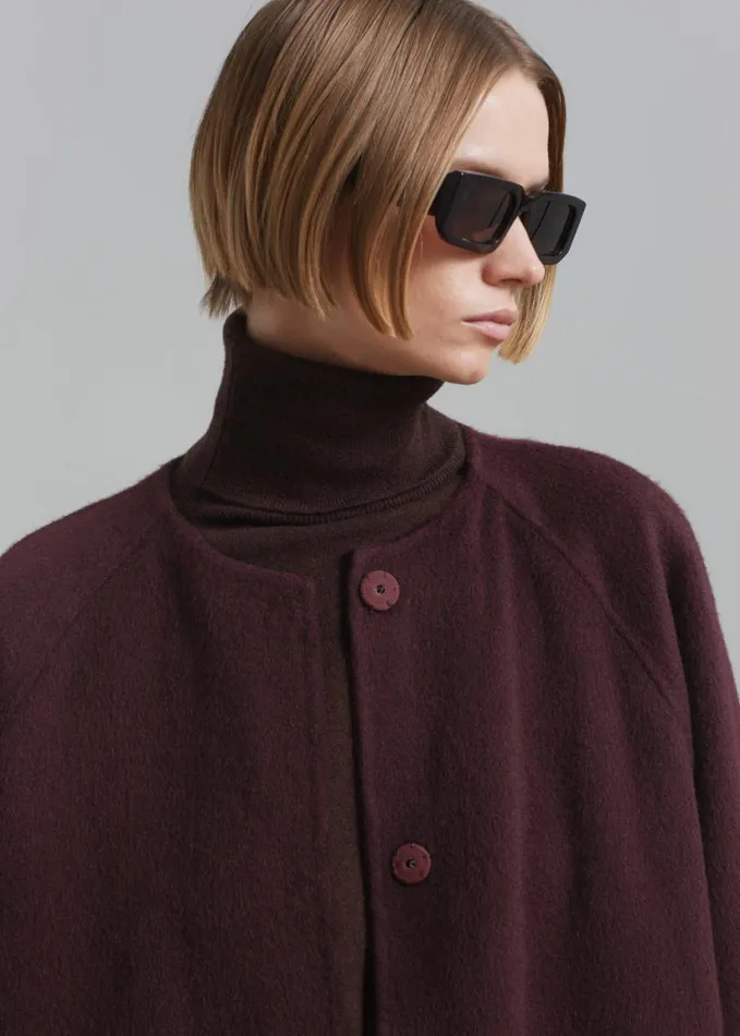 Clothing Women The Frankie Shop Leon Wool Coat 8211 Burgundy
