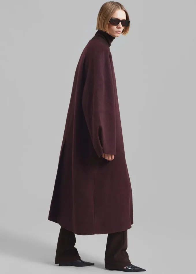 Clothing Women The Frankie Shop Leon Wool Coat 8211 Burgundy