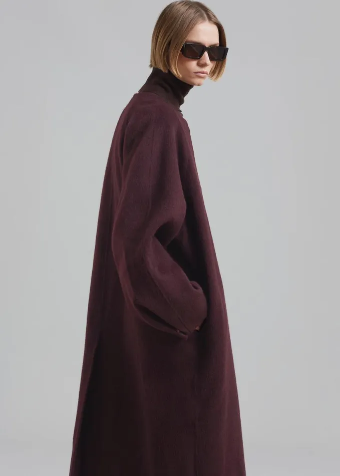 Clothing Women The Frankie Shop Leon Wool Coat 8211 Burgundy