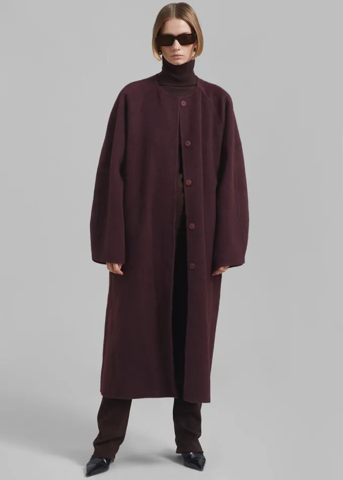 Clothing Women The Frankie Shop Leon Wool Coat 8211 Burgundy