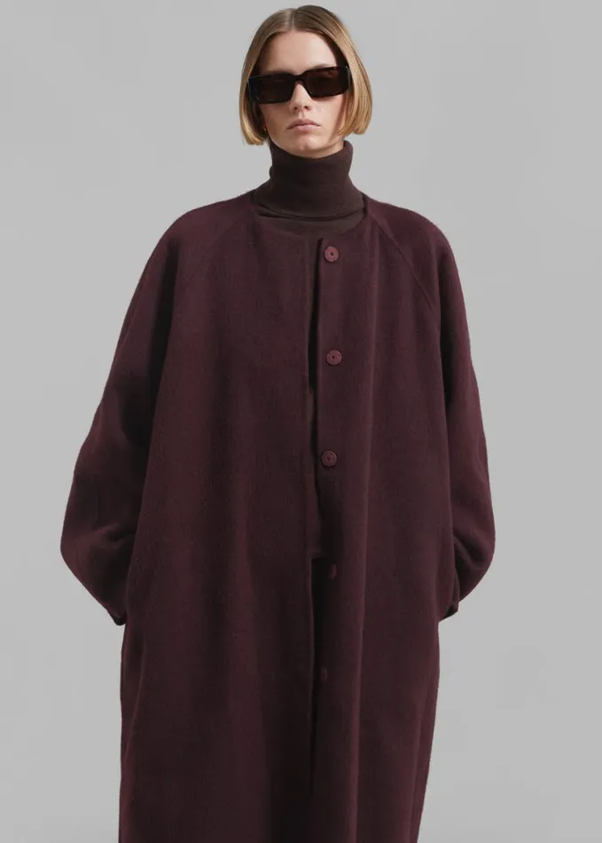 Clothing Women The Frankie Shop Leon Wool Coat 8211 Burgundy