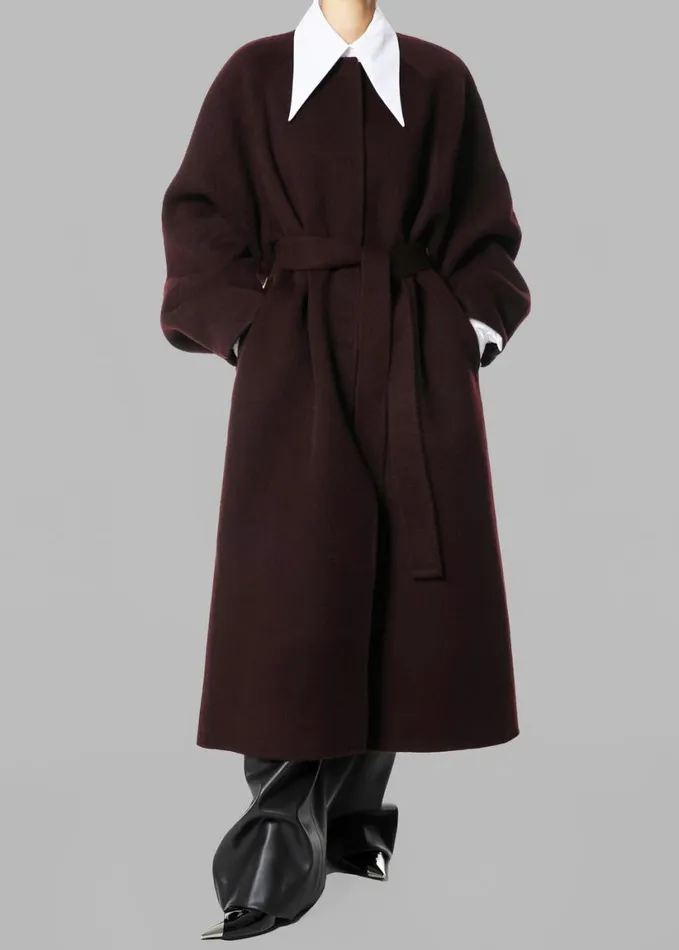 Clothing Women The Frankie Shop Leon Wool Coat 8211 Burgundy