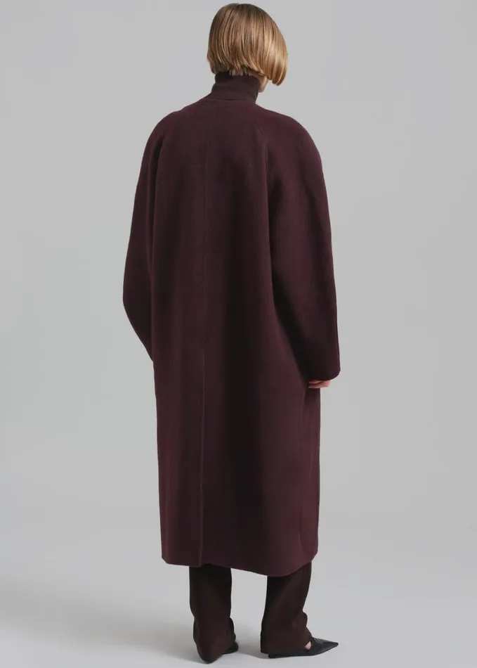 Clothing Women The Frankie Shop Leon Wool Coat 8211 Burgundy