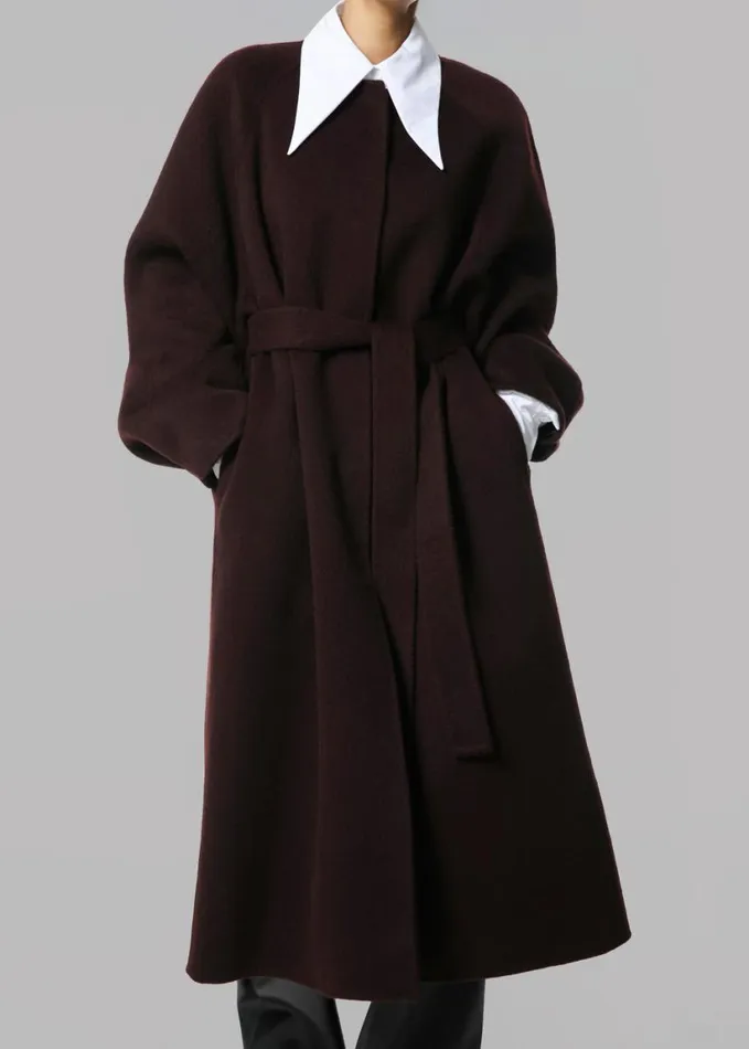 Clothing Women The Frankie Shop Leon Wool Coat 8211 Burgundy