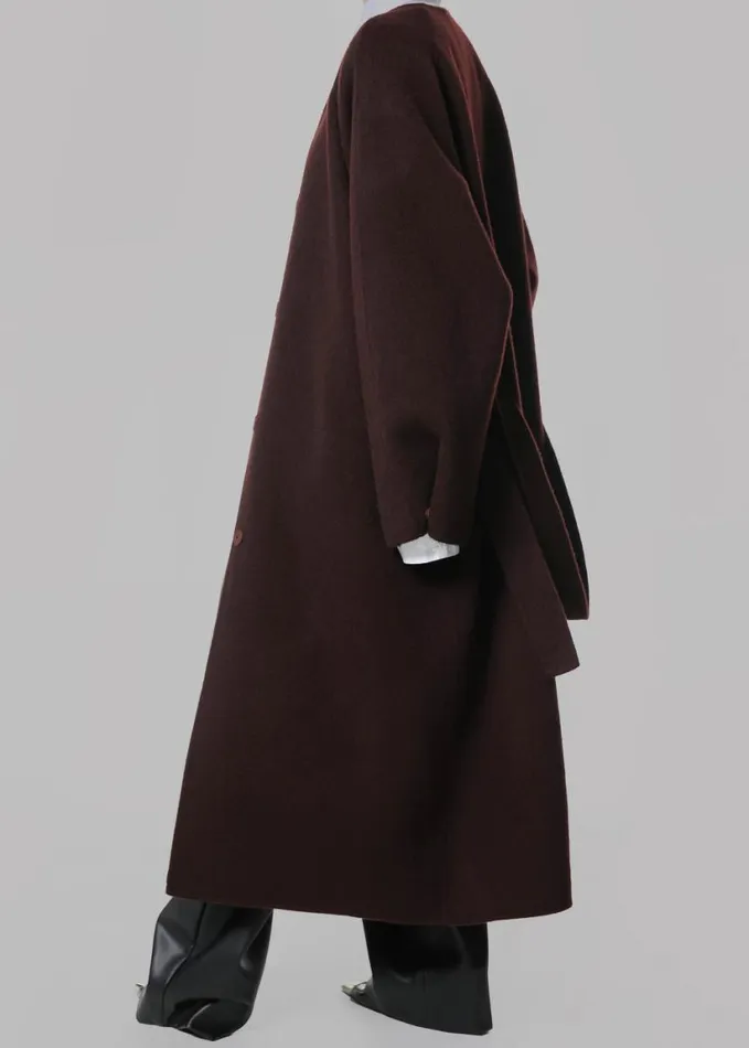 Clothing Women The Frankie Shop Leon Wool Coat 8211 Burgundy