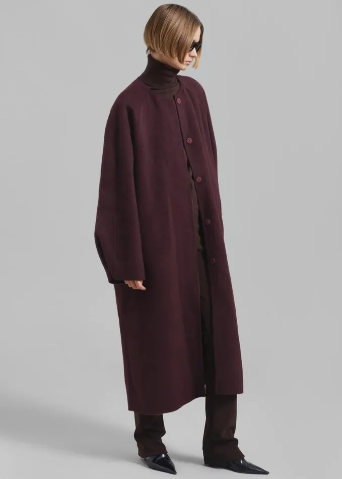 Clothing Women The Frankie Shop Leon Wool Coat 8211 Burgundy