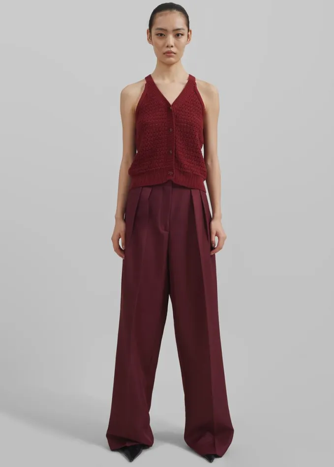 Clothing Women The Frankie Shop Leonie Knitted Halter Top 8211 Burgundy