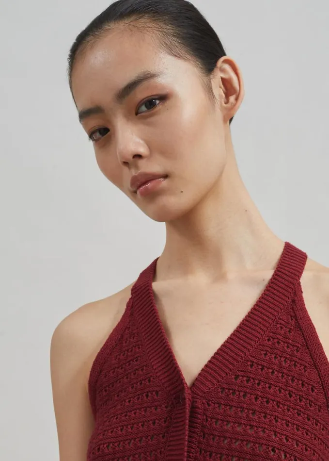 Clothing Women The Frankie Shop Leonie Knitted Halter Top 8211 Burgundy