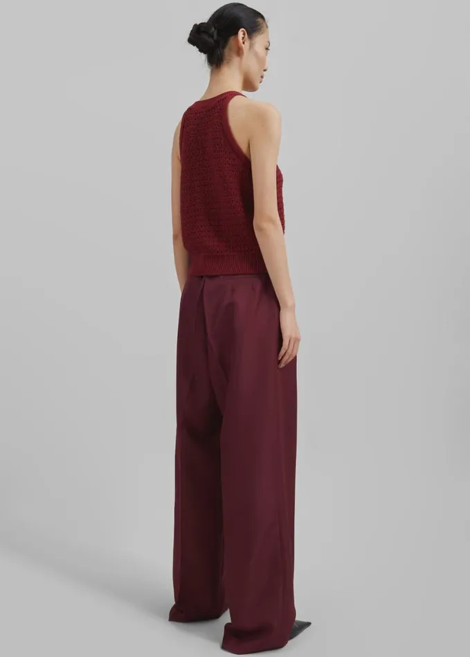 Clothing Women The Frankie Shop Leonie Knitted Halter Top 8211 Burgundy