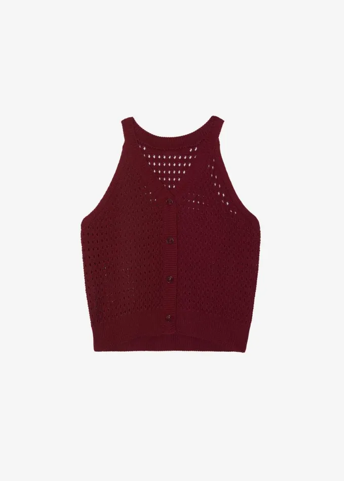 Clothing Women The Frankie Shop Leonie Knitted Halter Top 8211 Burgundy
