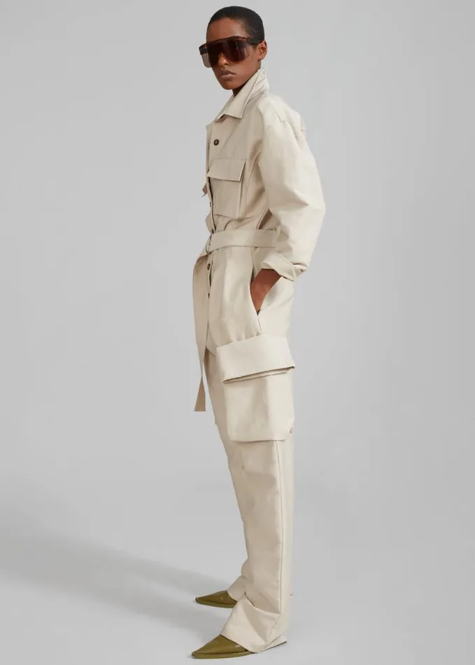 Clothing Women The Frankie Shop Linda Jumpsuit 8211 Light Beige