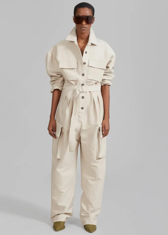 Clothing Women The Frankie Shop Linda Jumpsuit 8211 Light Beige