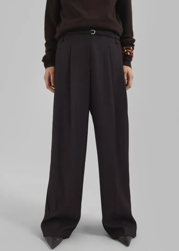 Clothing Women The Frankie Shop Loma Pintuck Trousers 8211 Brown