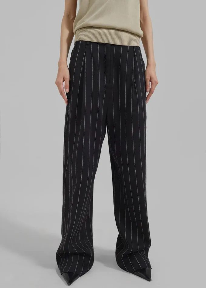 Clothing Women The Frankie Shop Loulou Studio Enyo Pants 8211 BlackIvory