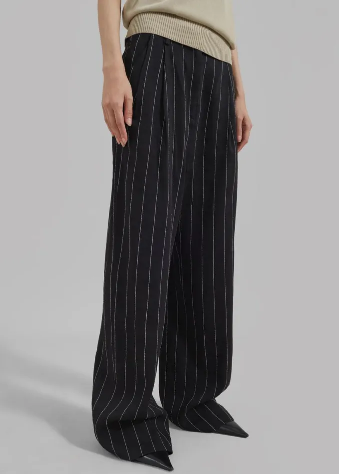 Clothing Women The Frankie Shop Loulou Studio Enyo Pants 8211 BlackIvory