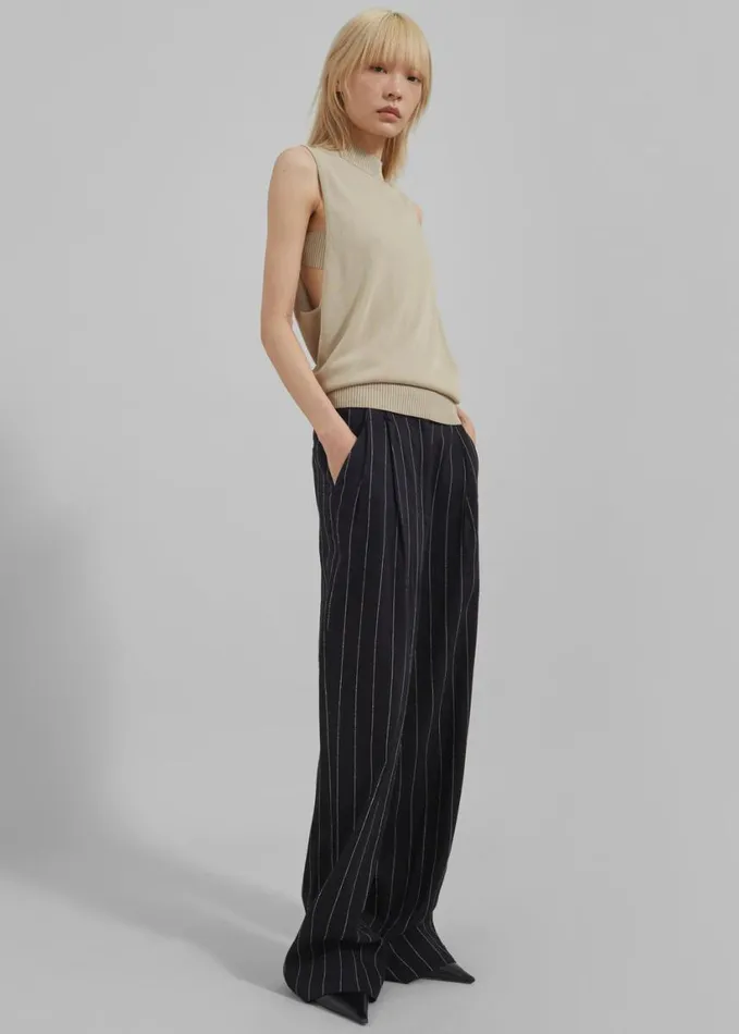 Clothing Women The Frankie Shop Loulou Studio Enyo Pants 8211 BlackIvory