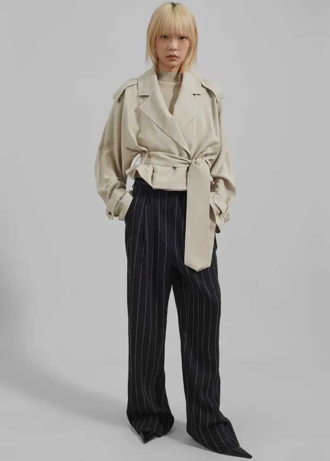 Clothing Women The Frankie Shop Loulou Studio Enyo Pants 8211 BlackIvory