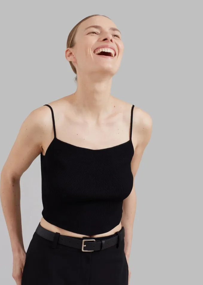 Clothing Women The Frankie Shop Low Classic Knitted Sleeveless Crop Top 8211 Black