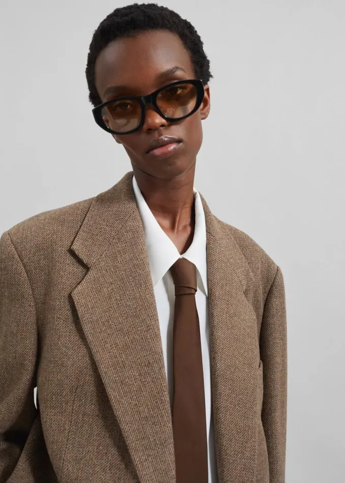 Clothing Women The Frankie Shop Low Classic Over Fit Wool Blazer 8211 Brown