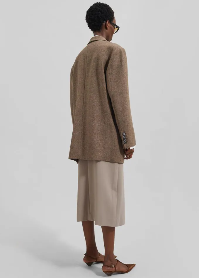 Clothing Women The Frankie Shop Low Classic Over Fit Wool Blazer 8211 Brown