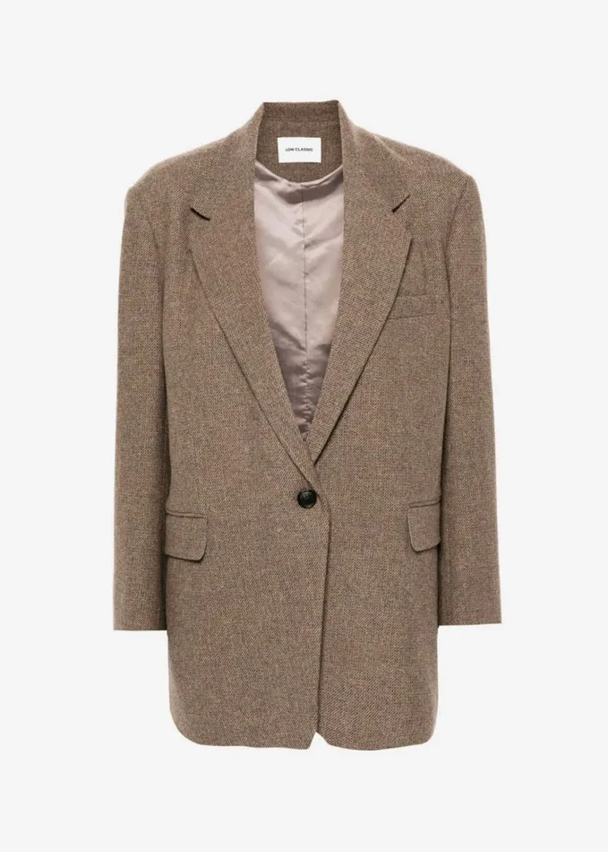 Clothing Women The Frankie Shop Low Classic Over Fit Wool Blazer 8211 Brown