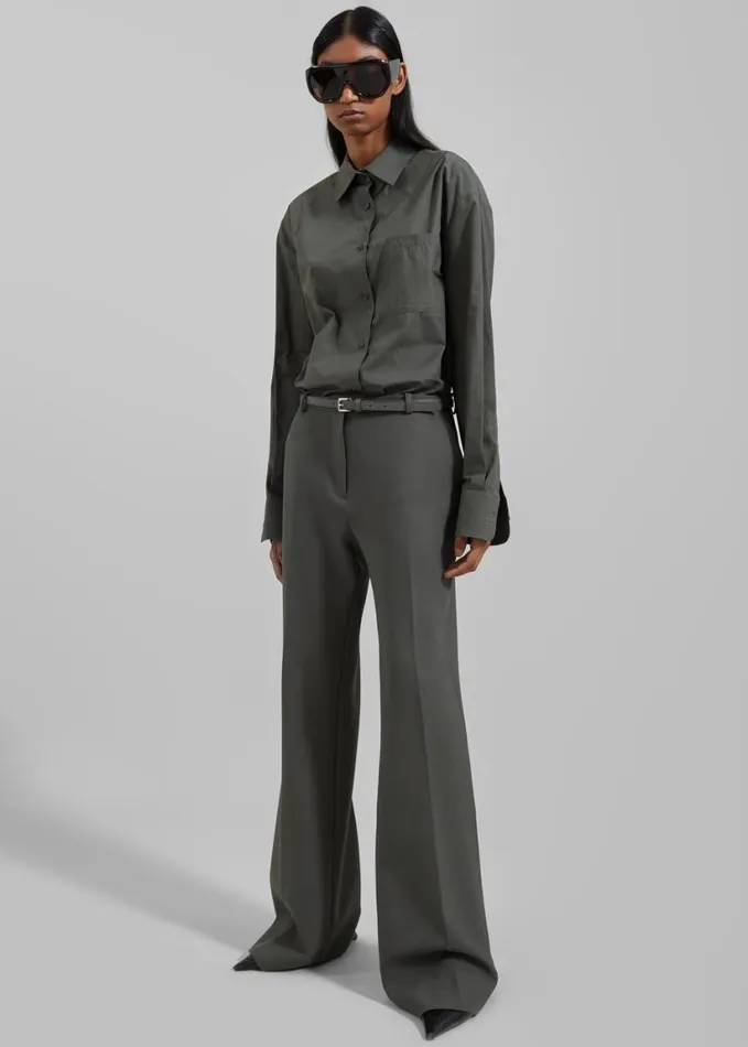 Clothing Women The Frankie Shop Lyra Flared Pants 8211 Light Khaki