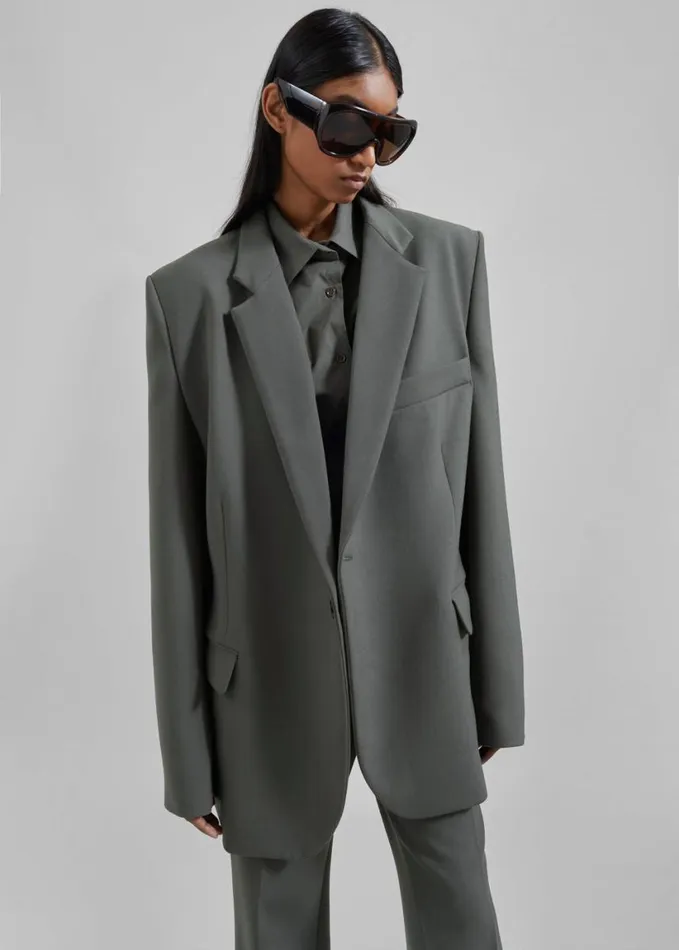 Clothing Women The Frankie Shop Lyra Oversized Blazer 8211 Light Khaki