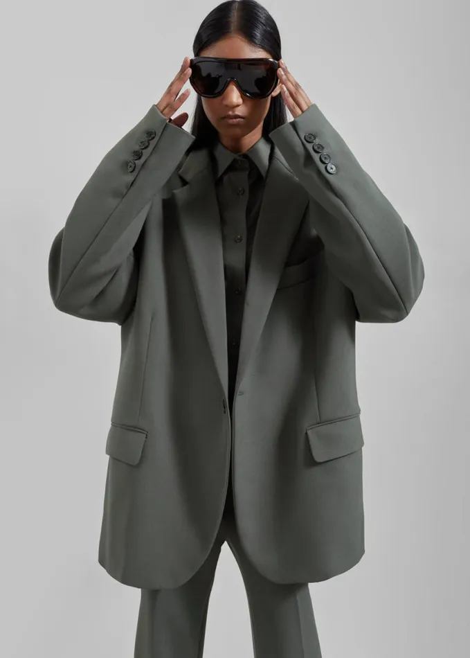 Clothing Women The Frankie Shop Lyra Oversized Blazer 8211 Light Khaki