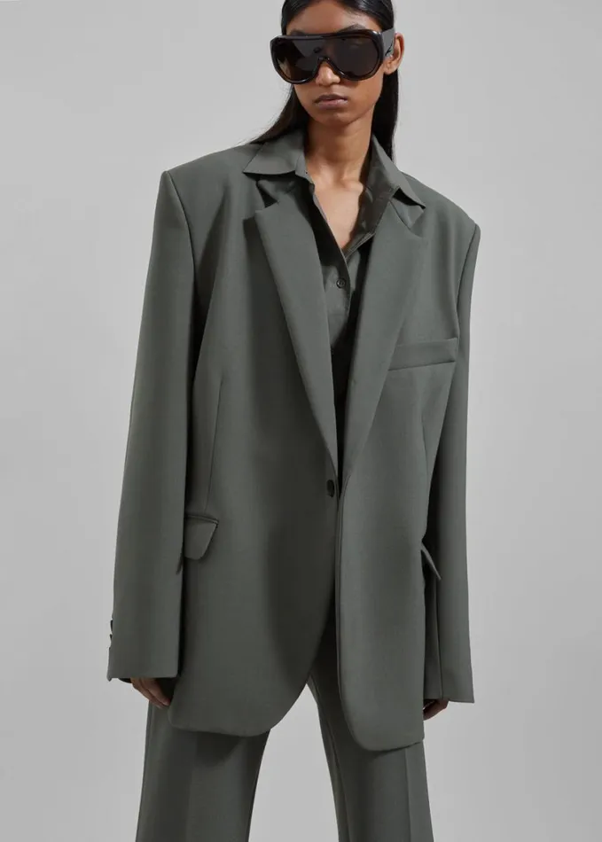 Clothing Women The Frankie Shop Lyra Oversized Blazer 8211 Light Khaki