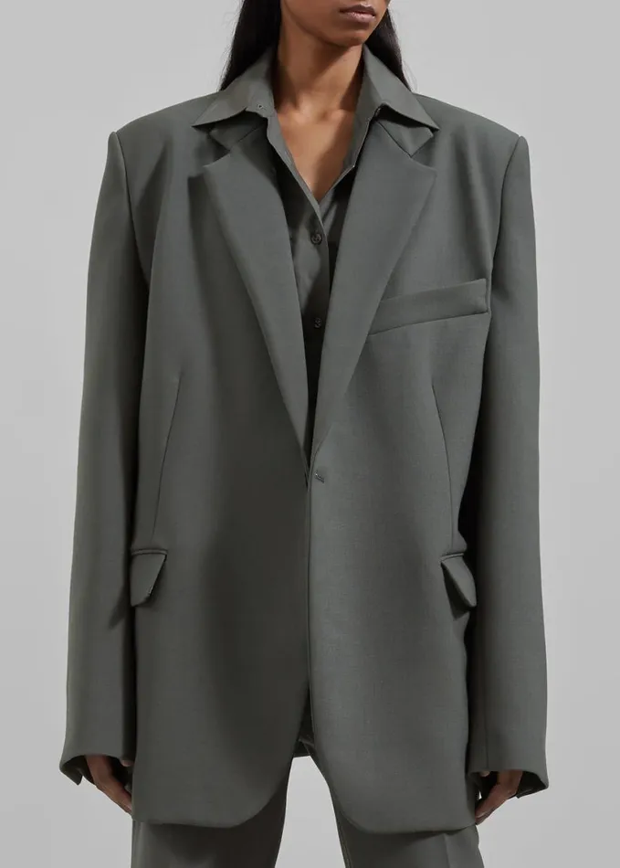 Clothing Women The Frankie Shop Lyra Oversized Blazer 8211 Light Khaki