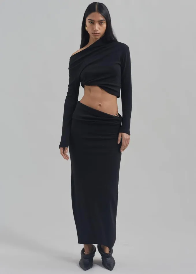 Clothing Women The Frankie Shop Margot Asymmetric Skirt 8211 Black