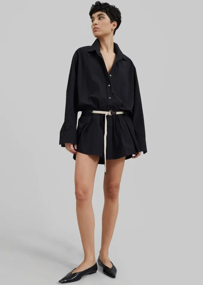 Clothing Women The Frankie Shop Matty Belted Dress 8211 Black