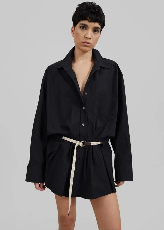 Clothing Women The Frankie Shop Matty Belted Dress 8211 Black