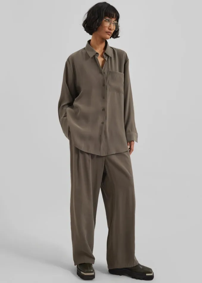 Clothing Women The Frankie Shop Meilen Shirt 8211 Olive