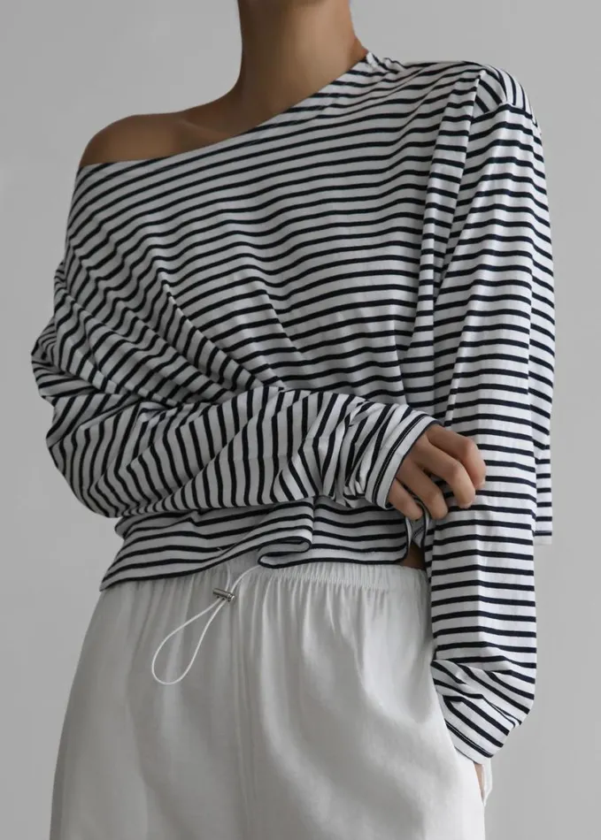 Clothing Women The Frankie Shop Neha Cropped Top 8211 Navy Stripe