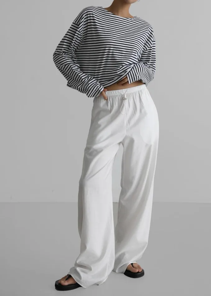 Clothing Women The Frankie Shop Neha Cropped Top 8211 Navy Stripe