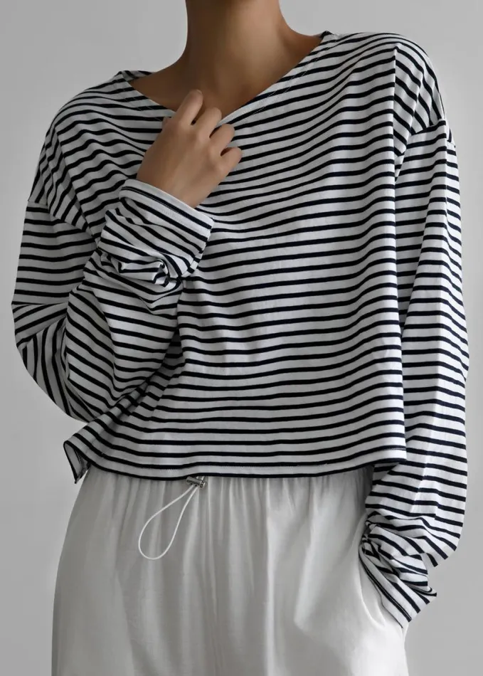 Clothing Women The Frankie Shop Neha Cropped Top 8211 Navy Stripe