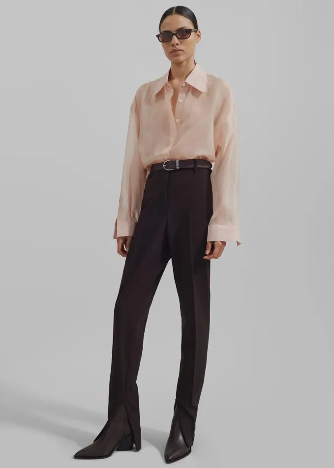 Clothing Women The Frankie Shop Nel Sheer Button Up Shirt 8211 Pink